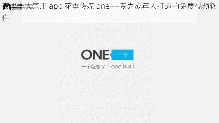 夜里十大禁用 app 花季传媒 one——专为成年人打造的免费视频软件