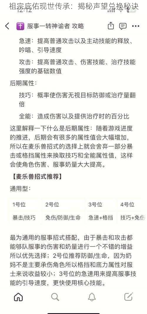 祖宗庇佑现世传承:揭秘声望兑换秘诀